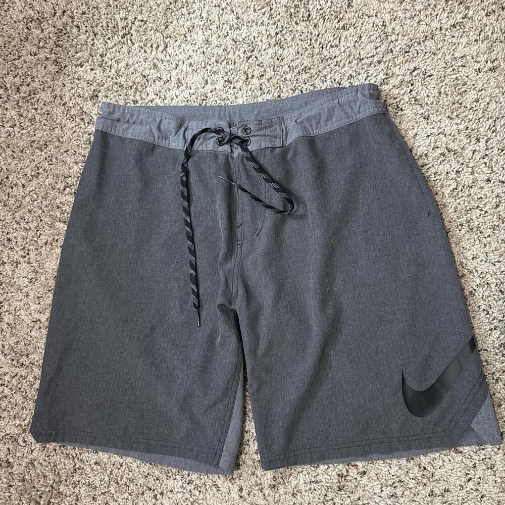 Nike Men's Grey and Black Swim-briefs-shorts